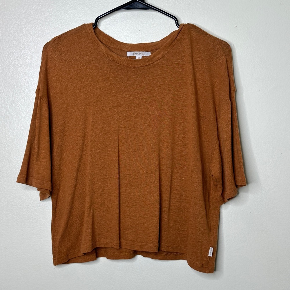 Brixton T-Shirt Brown Linen Rayon Blend Boxy Slouchy size Medium